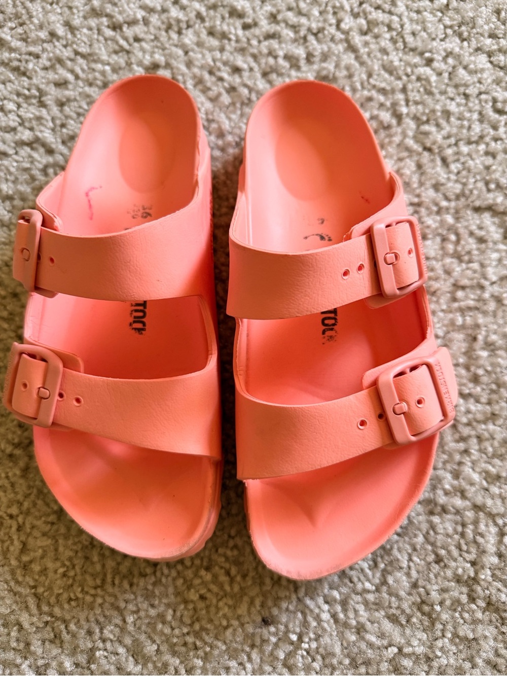 Birkenstock Kids Coral Pink Dual-Buckle EVA Sandals